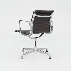 2012 Eames Aluminum Group Side Chair, EA108 by Ray and Charles Eames for Herman Miller in Brown Leather 12+ Available