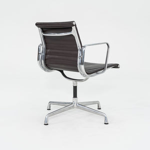 2012 Eames Aluminum Group Side Chair, EA108 by Ray and Charles Eames for Herman Miller in Brown Leather 12+ Available