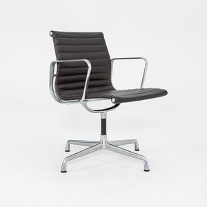 2012 Eames Aluminum Group Side Chair, EA108 by Ray and Charles Eames for Herman Miller in Brown Leather 12+ Available