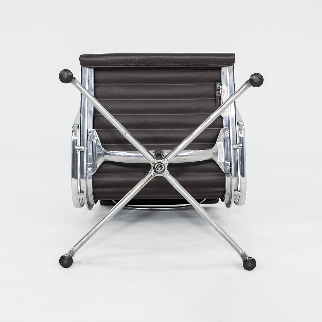 2012 Eames Aluminum Group Side Chair, EA108 by Ray and Charles Eames for Herman Miller in Brown Leather 12+ Available