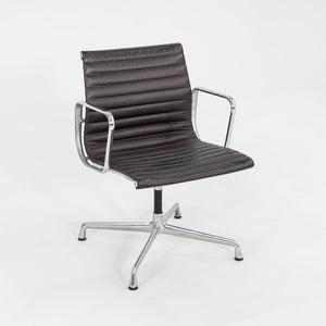 2012 Eames Aluminum Group Side Chair, EA108 by Ray and Charles Eames for Herman Miller in Brown Leather 12+ Available