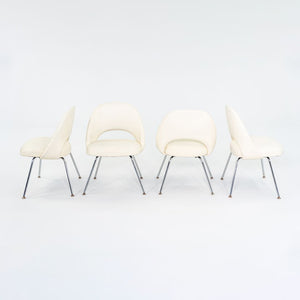 C. 2008 Eero Saarinen for Knoll Armless Executive Chairs Dining with White Vinyl Upholstery 10x Available