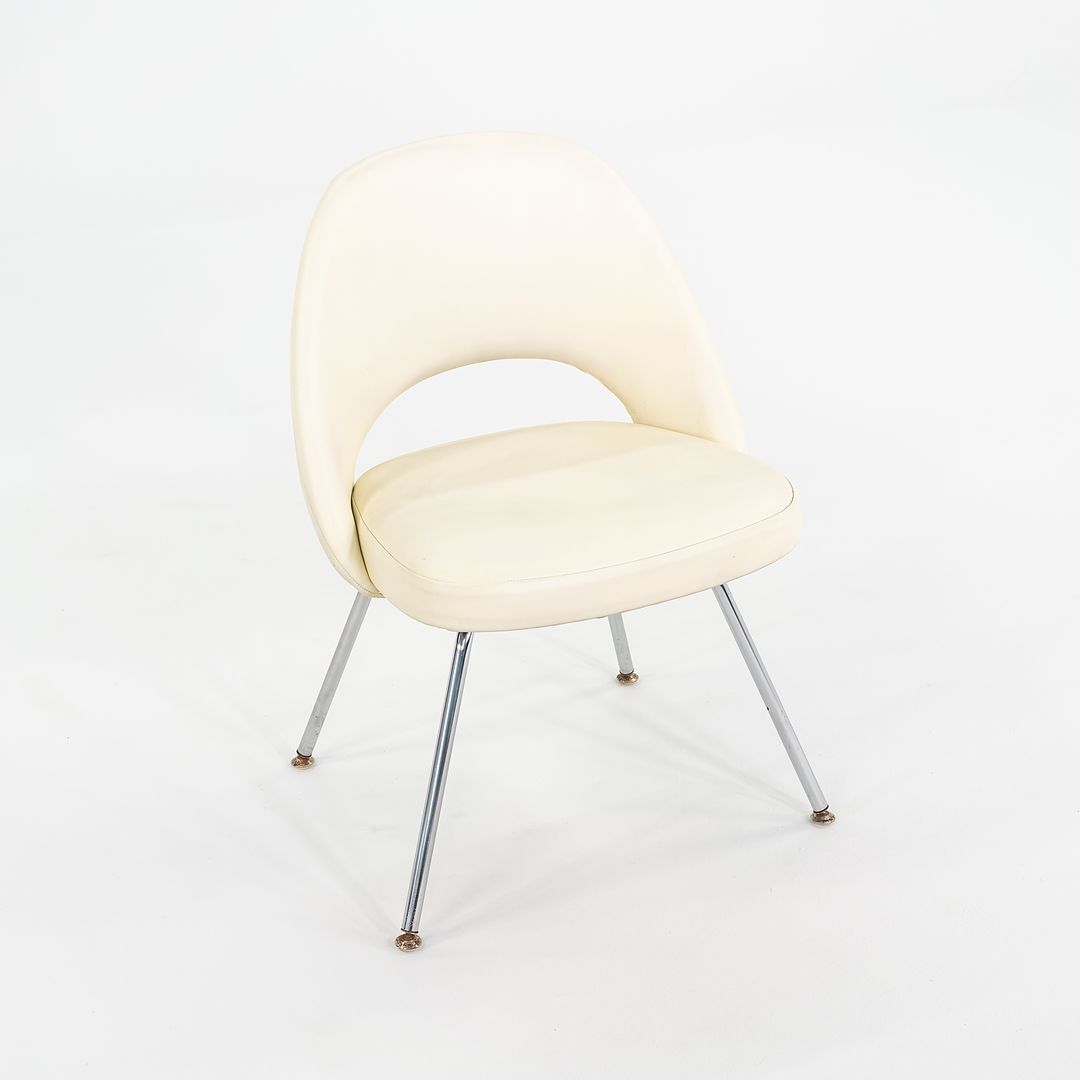 C. 2008 Eero Saarinen for Knoll Armless Executive Chairs Dining with White Vinyl Upholstery 10x Available