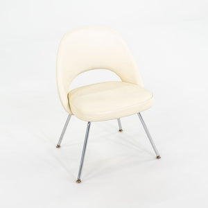 C. 2008 Eero Saarinen for Knoll Armless Executive Chairs Dining with White Vinyl Upholstery 10x Available