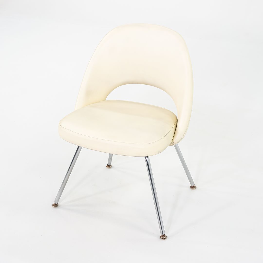 C. 2008 Eero Saarinen for Knoll Armless Executive Chairs Dining with White Vinyl Upholstery 10x Available