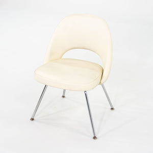 C. 2008 Eero Saarinen for Knoll Armless Executive Chairs Dining with White Vinyl Upholstery 10x Available