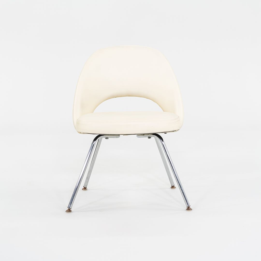 C. 2008 Eero Saarinen for Knoll Armless Executive Chairs Dining with White Vinyl Upholstery 10x Available