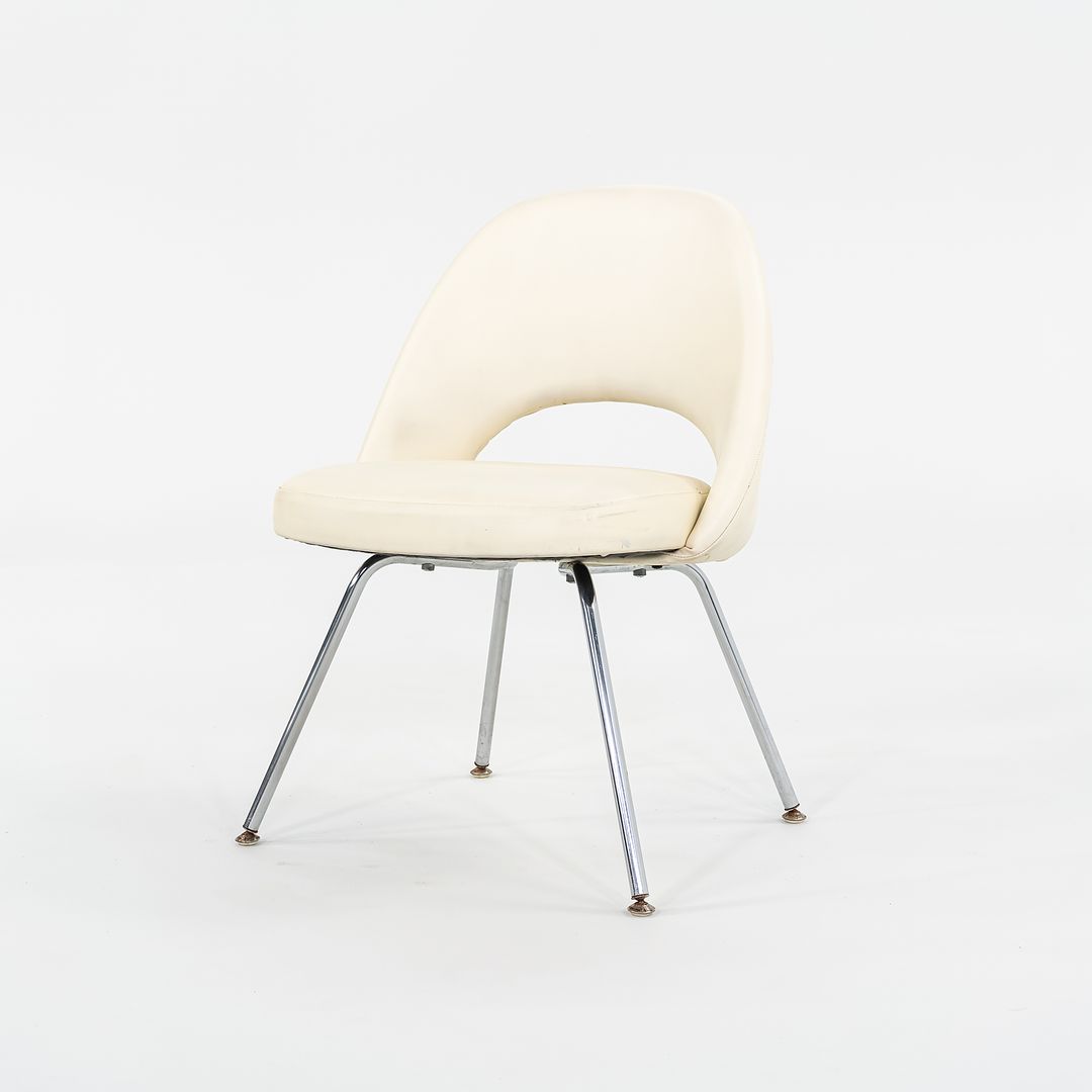 C. 2008 Eero Saarinen for Knoll Armless Executive Chairs Dining with White Vinyl Upholstery 10x Available