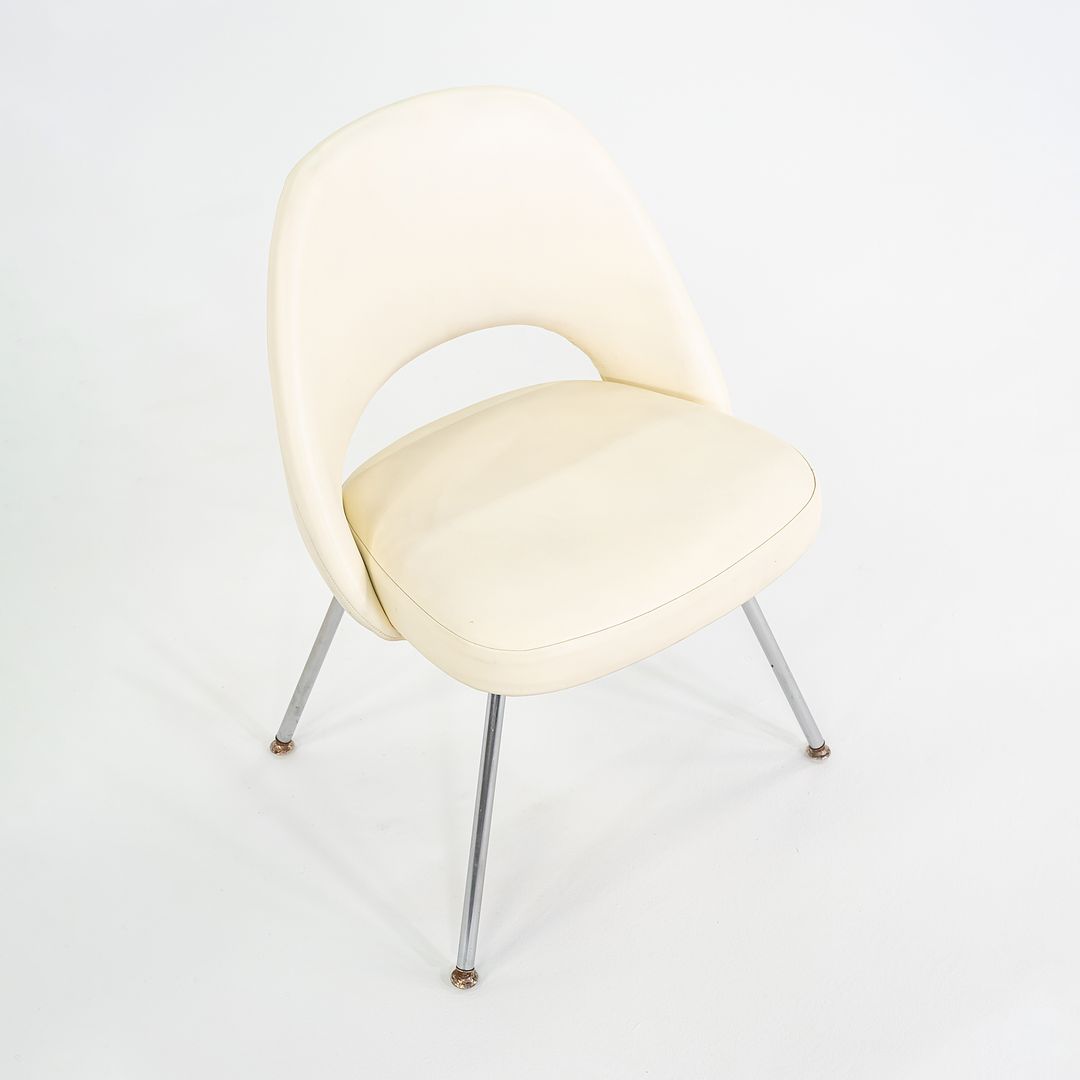 C. 2008 Eero Saarinen for Knoll Armless Executive Chairs Dining with White Vinyl Upholstery 10x Available