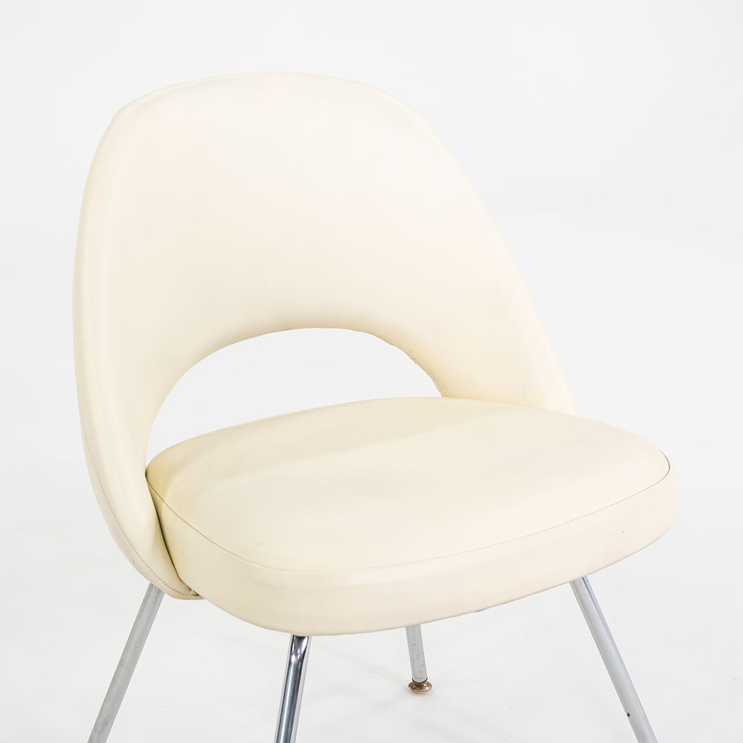 C. 2008 Eero Saarinen for Knoll Armless Executive Chairs Dining with White Vinyl Upholstery 10x Available