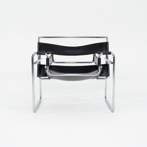 1960s Wassily Lounge Chair, Model B3 by Marcel Breuer for Gavina / Knoll in Black Leather with Chrome Frame 4x Available