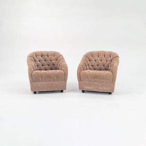 1993 Pair of Tufted Club Chairs, Model 2084 by Ward Bennett for Geiger in Beige Fabric