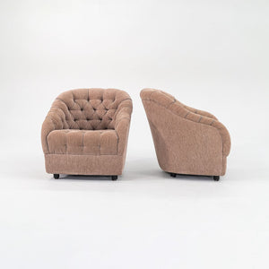 1993 Pair of Tufted Club Chairs, Model 2084 by Ward Bennett for Geiger in Beige Fabric