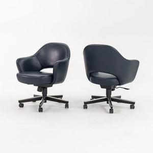 2010s Executive Arm Chair with Swivel Base by Eero Saarinen for Knoll in Blue Leather 10x Available