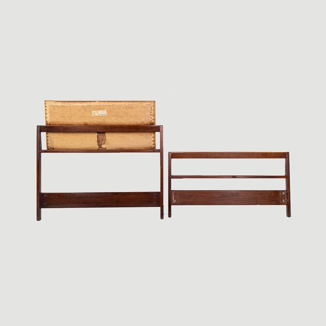 1959 Jens Risom Designs Twin Head and Footboard in Walnut with Yellow Vinyl Panel, 3x Available