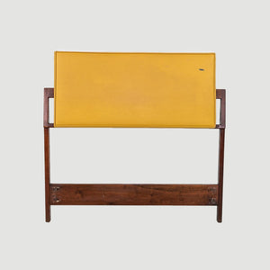 1959 Jens Risom Designs Twin Head and Footboard in Walnut with Yellow Vinyl Panel, 3x Available