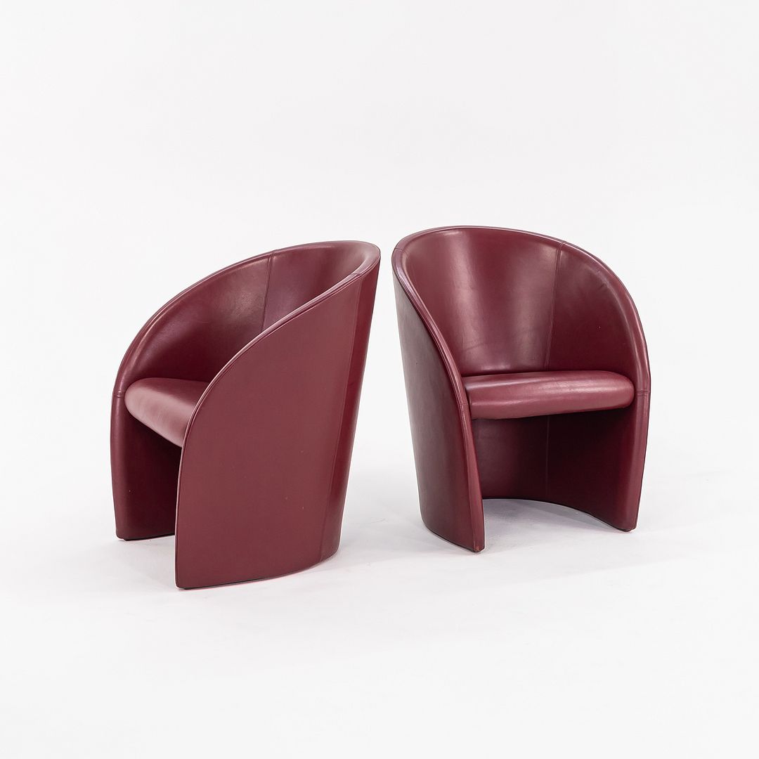 1999 Pair of Intervista Easy Chairs by Lella and Massimo Vignelli for Poltrona Frau in Oxblood Leather