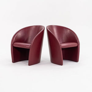 1999 Pair of Intervista Easy Chairs by Lella and Massimo Vignelli for Poltrona Frau in Oxblood Leather