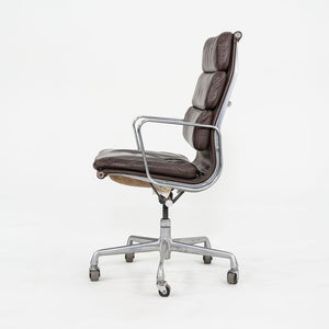 1984 Herman Miller Eames Soft Pad Executive Desk Chair in Brown Leather with Fabric Back