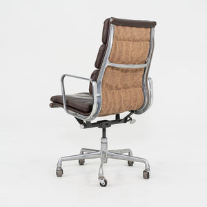 1984 Herman Miller Eames Soft Pad Executive Desk Chair in Brown Leather with Fabric Back