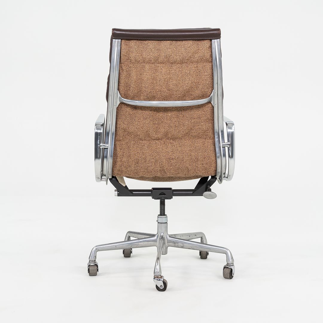 SOLD 1984 Herman Miller Eames Soft Pad Executive Desk Chair in Brown Leather with Fabric Back