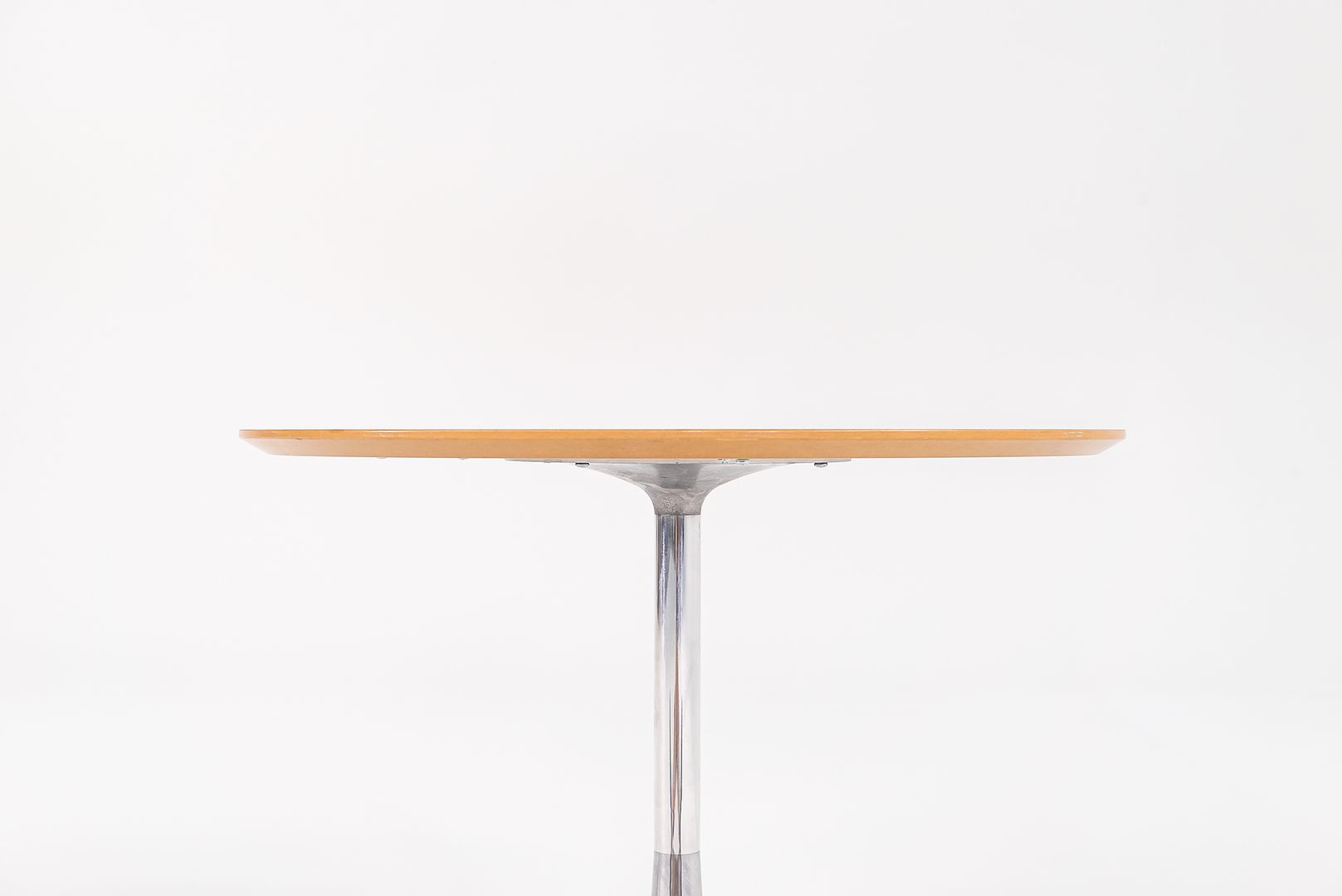 C. 2000s George Nelson for Herman Miller White Laminate Pedestal Side Table with Polished Aluminum Base