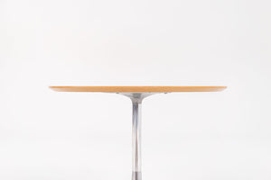 C. 2000s George Nelson for Herman Miller White Laminate Pedestal Side Table with Polished Aluminum Base