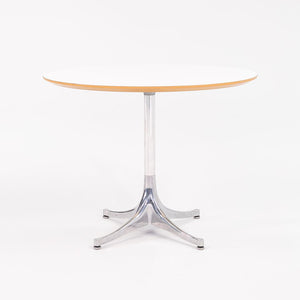 C. 2000s George Nelson for Herman Miller White Laminate Pedestal Side Table with Polished Aluminum Base