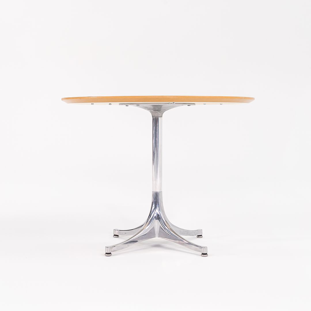 C. 2000s George Nelson for Herman Miller White Laminate Pedestal Side Table with Polished Aluminum Base