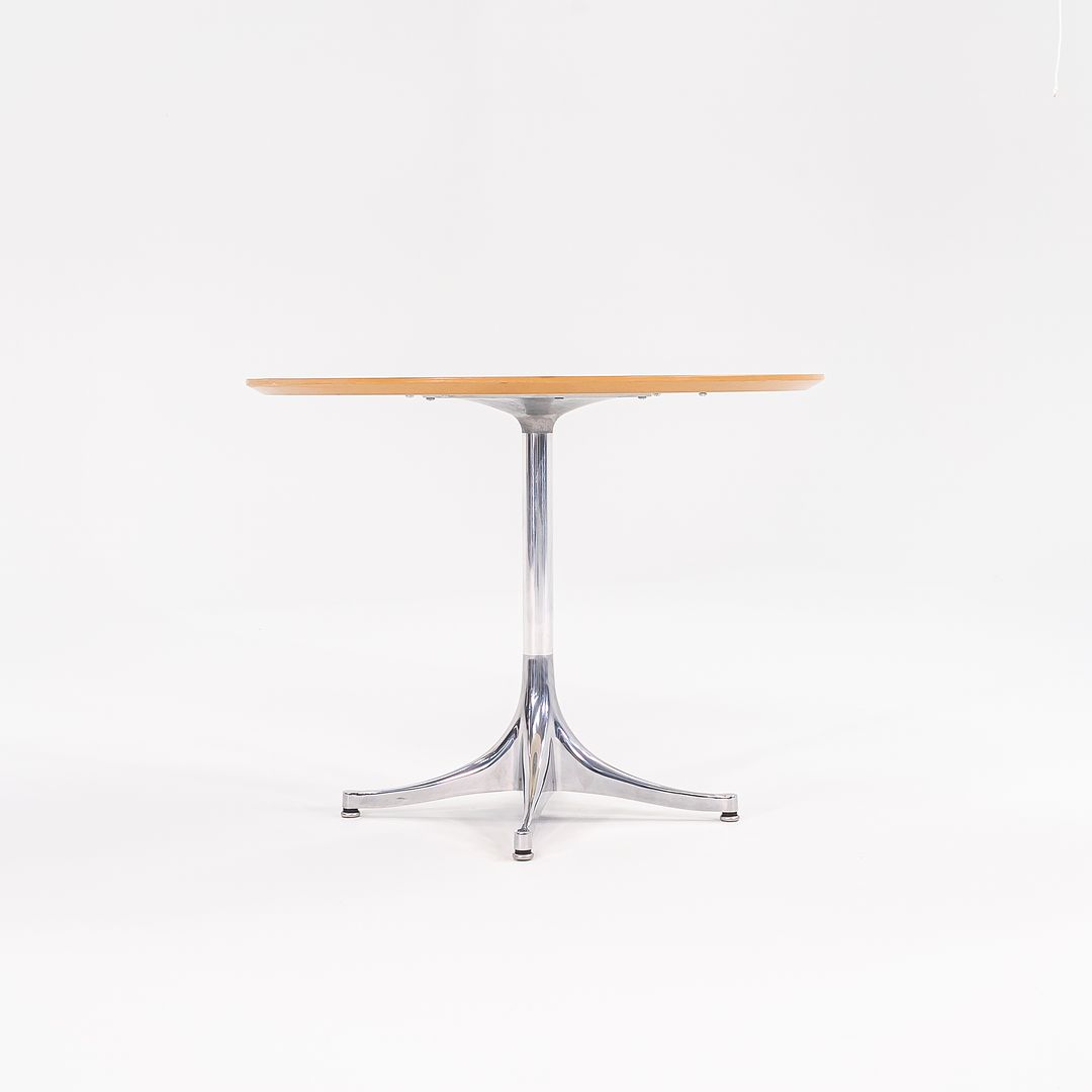 C. 2000s George Nelson for Herman Miller White Laminate Pedestal Side Table with Polished Aluminum Base