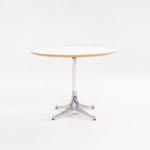 C. 2000s George Nelson for Herman Miller White Laminate Pedestal Side Table with Polished Aluminum Base