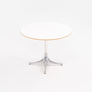 C. 2000s George Nelson for Herman Miller White Laminate Pedestal Side Table with Polished Aluminum Base