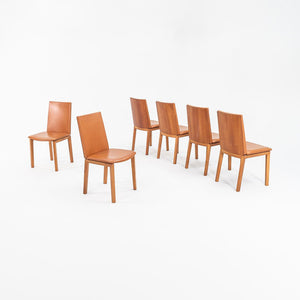 2000s Set of Six Per Hansbaek for Skovby SM51 Danish Cherry Wood and Leather Dining Chairs