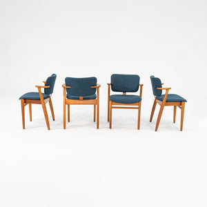 C. 1949 Set of Four Knoll Domus Dining Chairs by Ilmari Tapiovaara for with New Blue Fabric