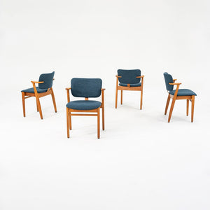 C. 1949 Set of Four Knoll Domus Dining Chairs by Ilmari Tapiovaara for with New Blue Fabric