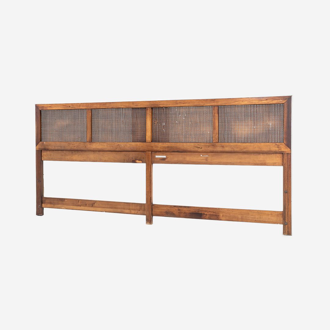 1960s Headboard, Model 7703 by Paul McCobb for Calvin Furniture in Walnut with Cane