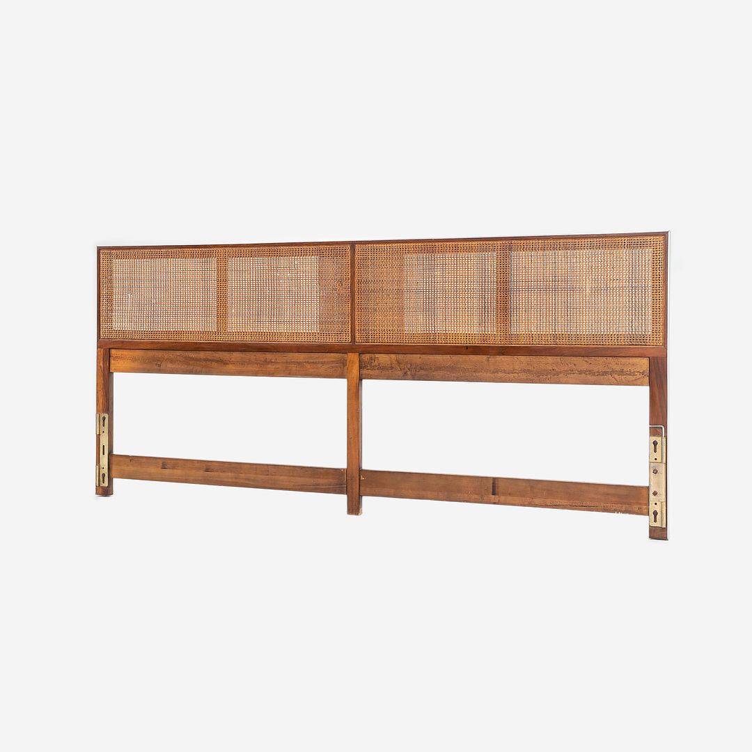 1960s Headboard, Model 7703 by Paul McCobb for Calvin Furniture in Walnut with Cane