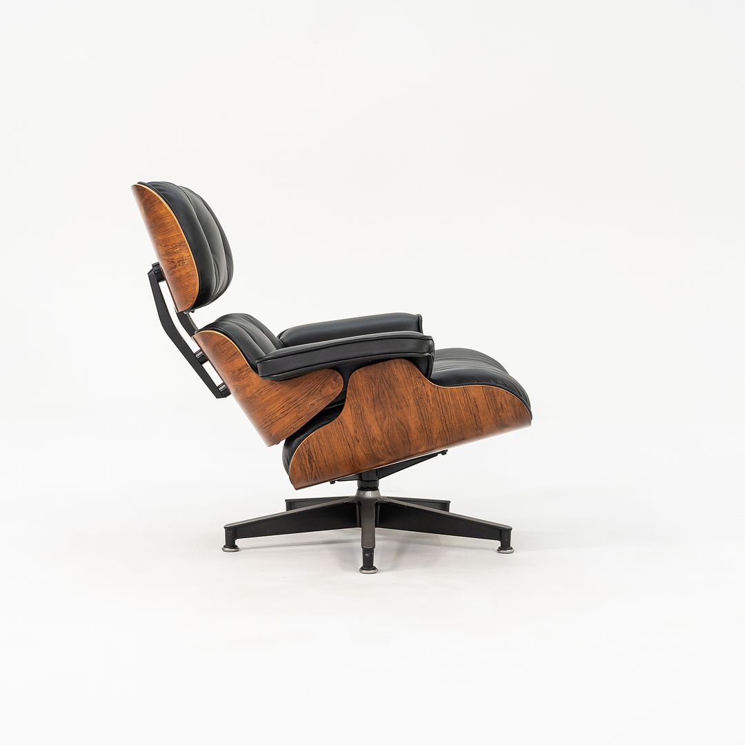 1990 Herman Miller Eames Lounge Chair and Ottoman 670 & 671 by Charles and Ray Eames in Brazilian Rosewood and New Black Leather