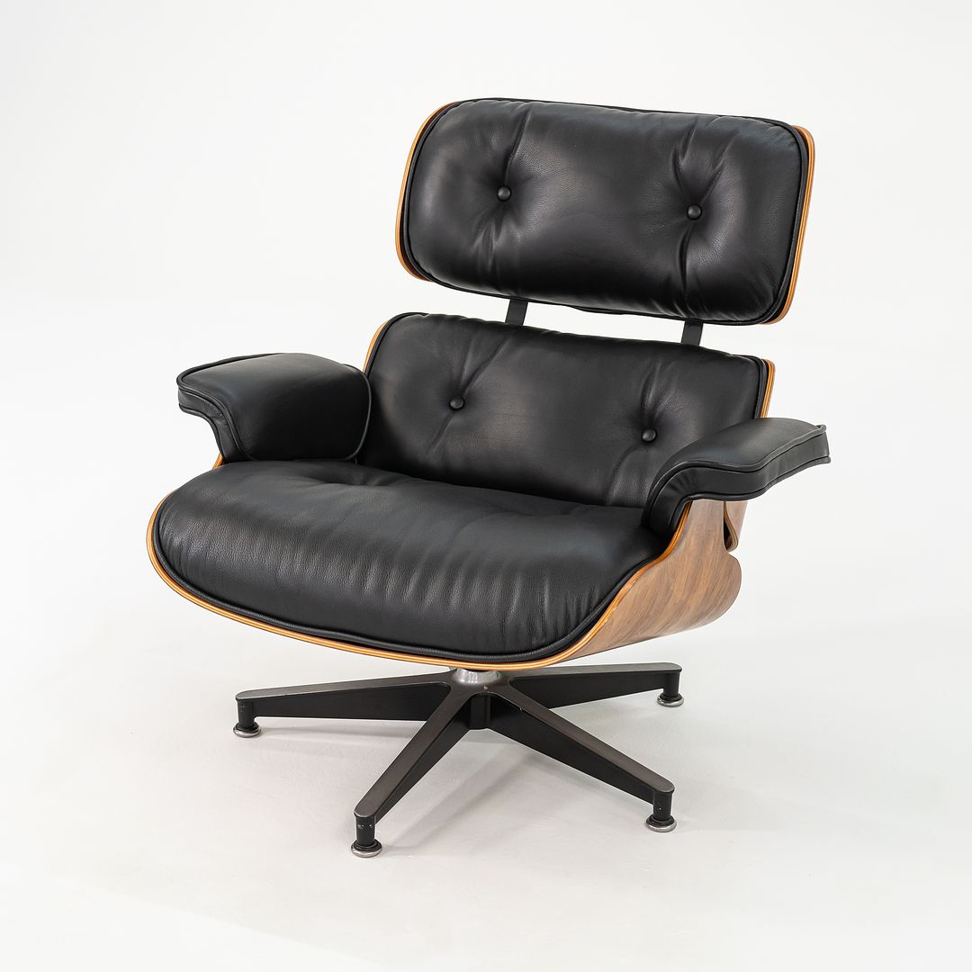 1990 Herman Miller Eames Lounge Chair and Ottoman 670 & 671 by Charles and Ray Eames in Brazilian Rosewood and New Black Leather