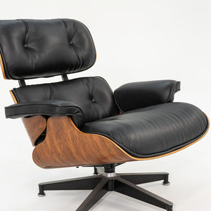 1990 Herman Miller Eames Lounge Chair and Ottoman 670 & 671 by Charles and Ray Eames in Brazilian Rosewood and New Black Leather