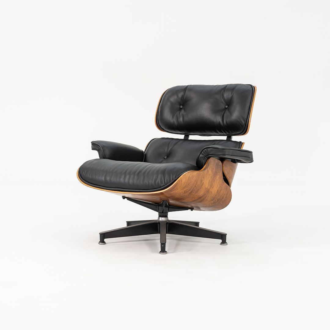 1990 Herman Miller Eames Lounge Chair and Ottoman 670 & 671 by Charles and Ray Eames in Brazilian Rosewood and New Black Leather