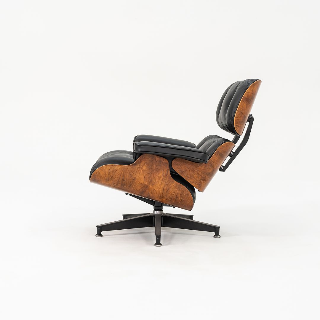 1990 Herman Miller Eames Lounge Chair and Ottoman 670 & 671 by Charles and Ray Eames in Brazilian Rosewood and New Black Leather