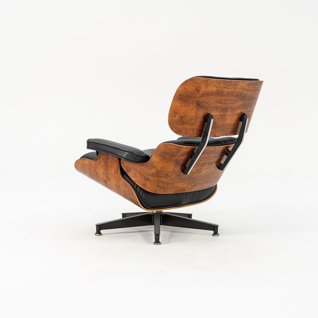 1990 Herman Miller Eames Lounge Chair and Ottoman 670 & 671 by Charles and Ray Eames in Brazilian Rosewood and New Black Leather