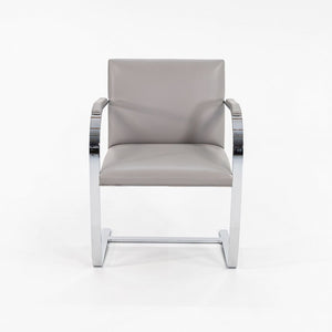 2019 Flat Bar Brno Chair, Model 255 by Mies van der Rohe for Knoll in Chromed Steel and Grey Leather 5x Available