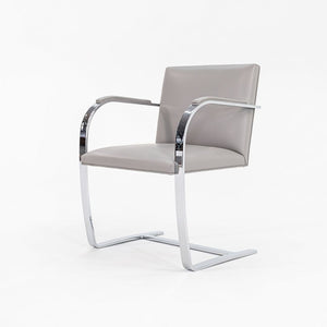 2019 Flat Bar Brno Chair, Model 255 by Mies van der Rohe for Knoll in Chromed Steel and Grey Leather 5x Available