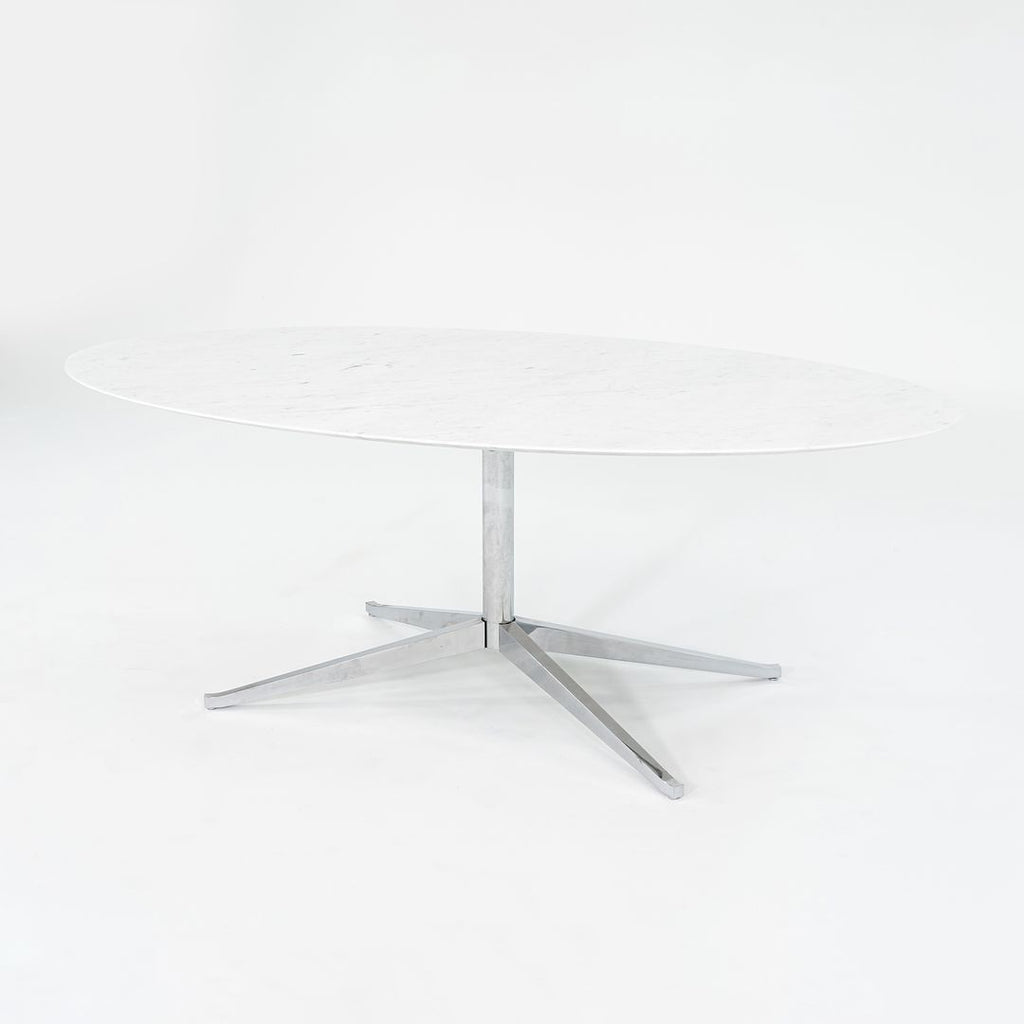 2019 2480T X-Base Dining Table by Florence Knoll for Knoll Carrara Marble, Steel, Substrate