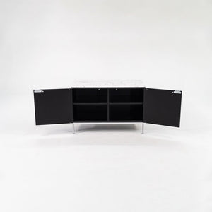 2019 2-Position Credenza Cabinet by Florence Knoll for Knoll in Ebonized Oak and Satin Carrara Marble