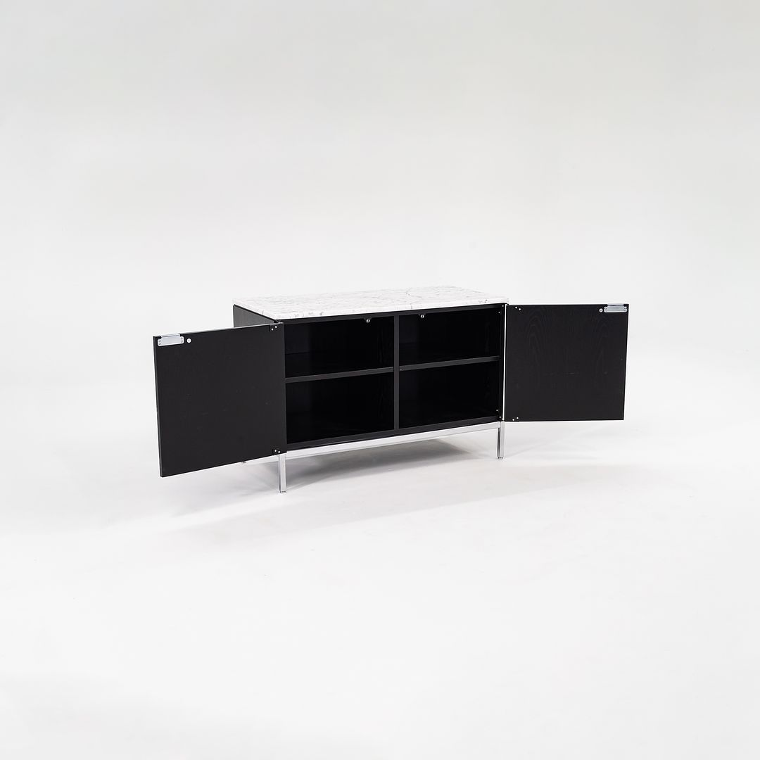 2019 2-Position Credenza Cabinet by Florence Knoll for Knoll in Ebonized Oak and Satin Carrara Marble