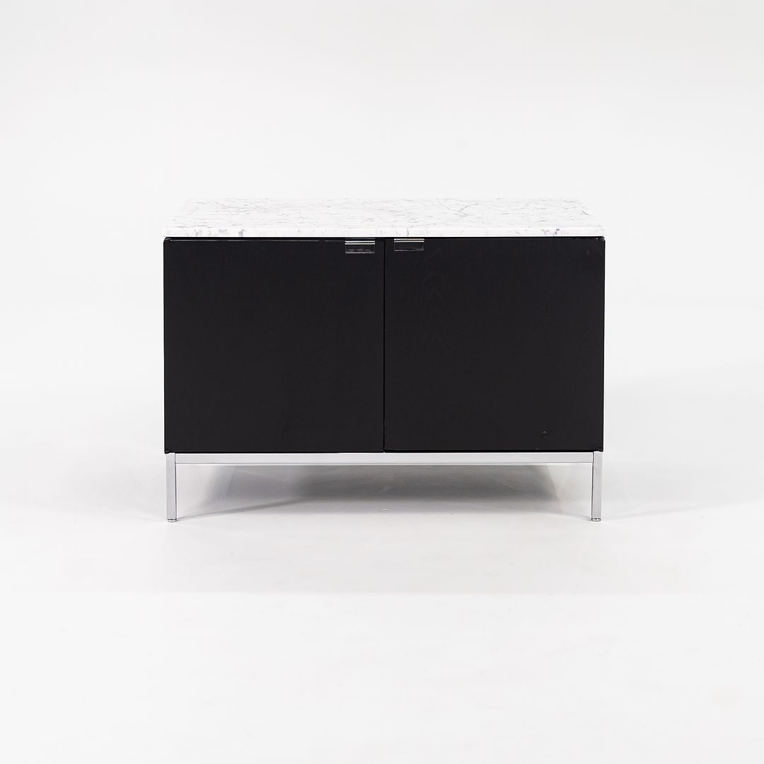 2019 2-Position Credenza Cabinet by Florence Knoll for Knoll in Ebonized Oak and Satin Carrara Marble