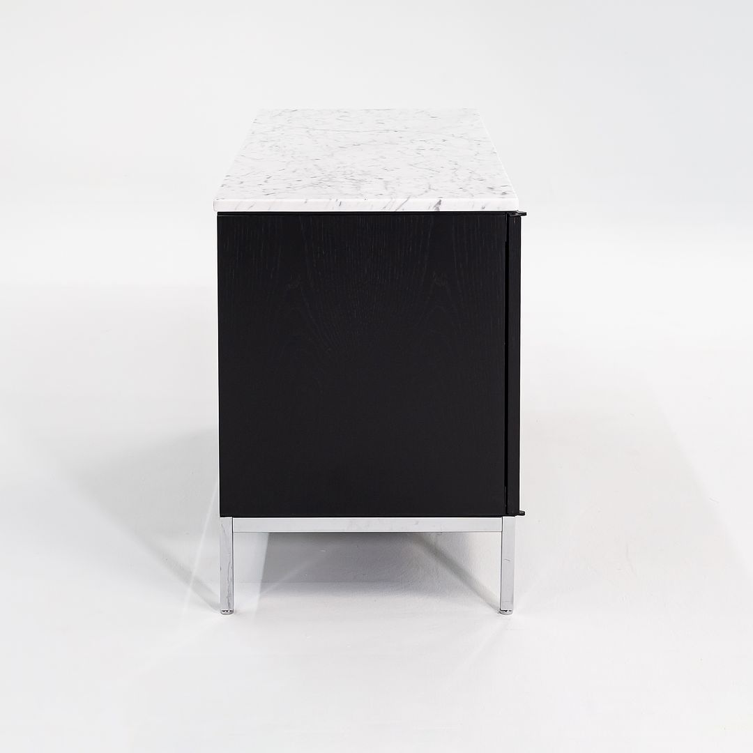 2019 2-Position Credenza Cabinet by Florence Knoll for Knoll in Ebonized Oak and Satin Carrara Marble